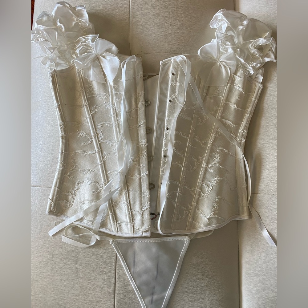 White Corset and thong Panty Set
